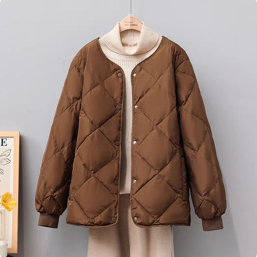 Chaqueta Corta Acolchada con Diseño Rombo para Mujer