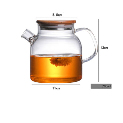 Tetera de Vidrio Borosilicato con Tapa de Bambú Resistente al Calor - Image 2