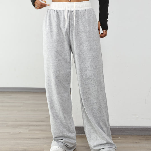 Pantalones Deportivos Mujer Cintura Ajustable Contraste de Colores