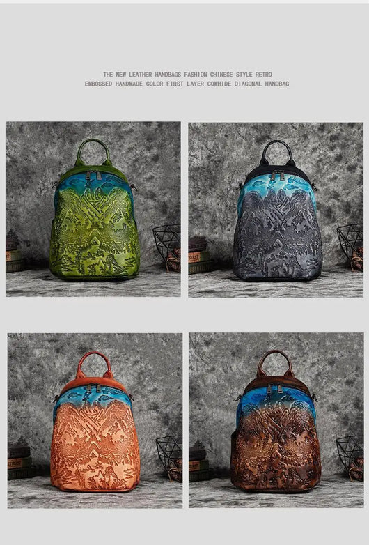Mochila de Cuero Curtido al Vegetal con Grabado Vintage en Piel de Res - Image 7