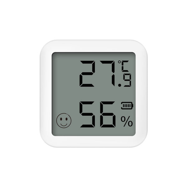 White mini Bluetooth temperature and humidity sensor with LCD display showing 27.9°C and 56% humidity. - Image 5