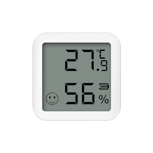 White mini Bluetooth temperature and humidity sensor with LCD display showing 27.9°C and 56% humidity. - Image 5