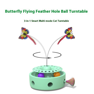 Juguete Interactivo 3 en 1 para Gatos con Plataforma Giratoria, Mariposas y Plumas - Image 15