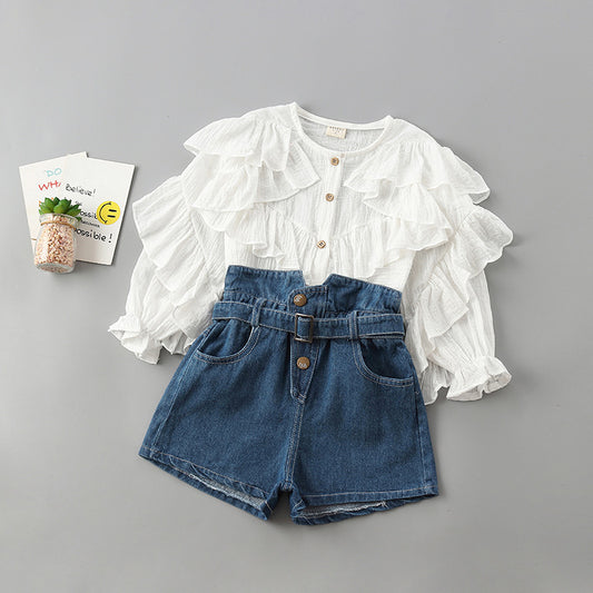 Conjunto Infantil Básico: Camisa Sólida y Jeans