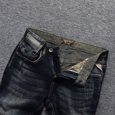Jeans Slim Fit Desgastados Estilo Europeo y Americano para Hombre - Image 3