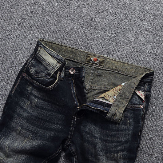 Jeans Slim Fit Desgastados Estilo Europeo y Americano para Hombre - Image 3