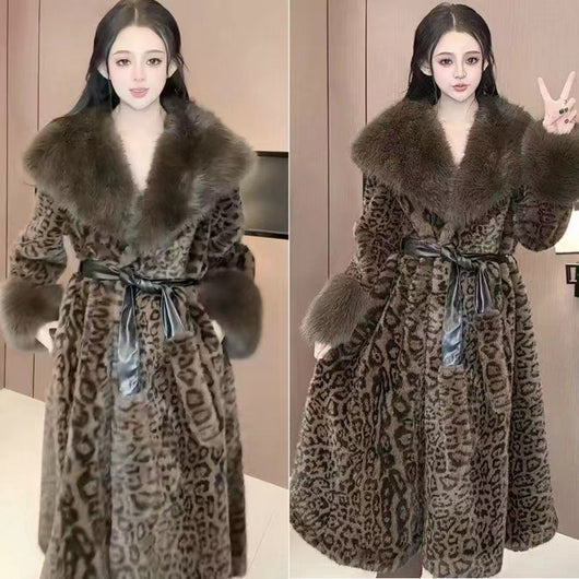 Abrigo Suelto de Terciopelo Dorado con Estampado de Leopardo - Image 10