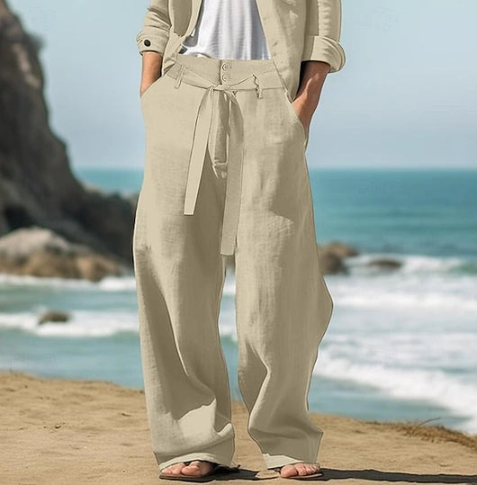 Pantalones de Lino Cómodos con Cintura Elástica - Transpirables para Exterior - Image 12