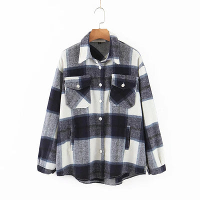 Chaqueta Tweed Cuadros para Mujer con Bolsillos y Botones - Image 18