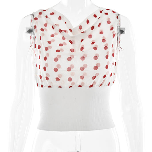 Blusa Crop Top Chiffon con Lunares y Espalda Descubierta - Top Casual Verano - Image 10