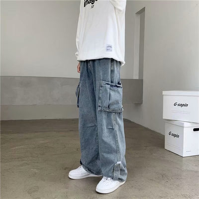 Jeans Rectos Sueltos Estilo Hong Kong para Hombre - Image 4
