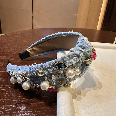 Horquilla Barroca de Denim con Cristales y Rhinestones - Image 4