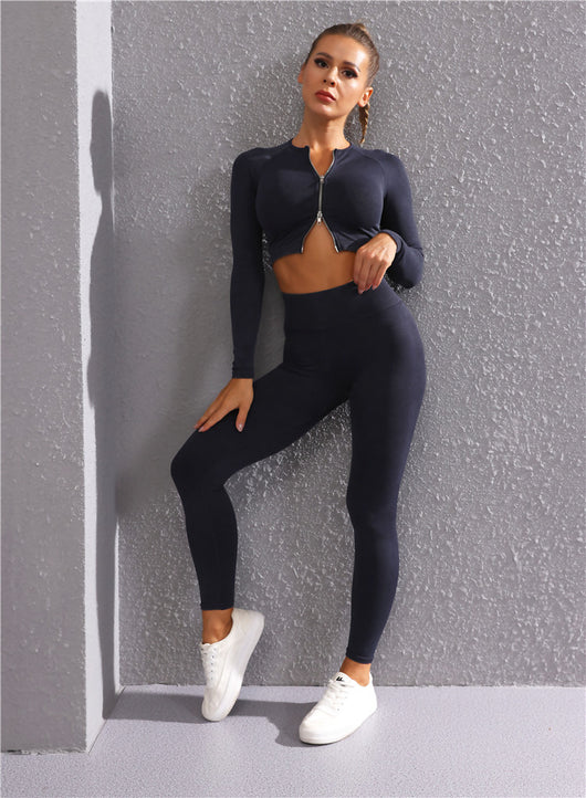 Conjunto Deportivo Yoga Mujer: Top sin Costuras y Pantalones Ajustados - Image 42