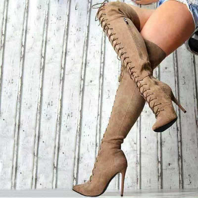 Botas Stiletto Largas de Gamuza para Mujer - Elegancia y Sofisticación - Image 3