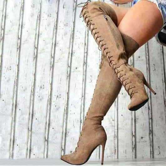 Botas Stiletto Largas de Gamuza para Mujer - Elegancia y Sofisticación - Image 3