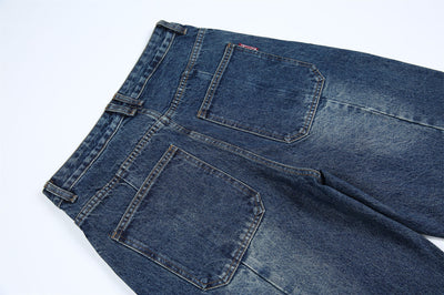 Jeans Vintage Deconstruido con Parches Pesados Lavado Retro - Image 19