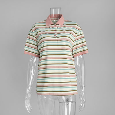 Polo Retro de Rayas Contraste - Camiseta Clásica de Manga Corta - Image 11