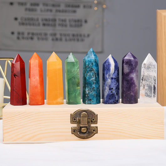 Set de Puntas de Cristal Natural Multicolor con Caja de Madera - Image 4