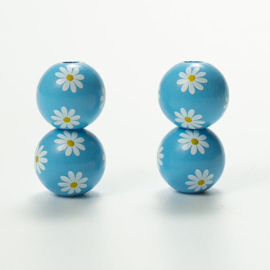 Pulsera Artesanal de Cuentas de Madera Margaritas Coloridas con Cuerda de Cáñamo