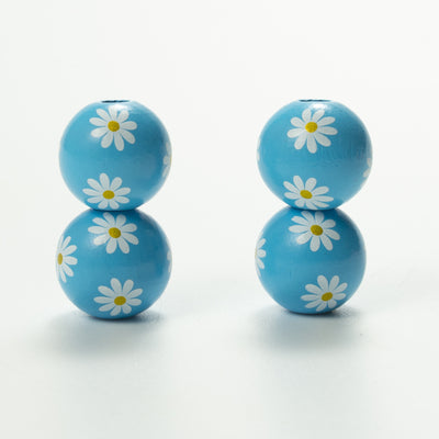 Pulsera Artesanal de Cuentas de Madera Margaritas Coloridas con Cuerda de Cáñamo