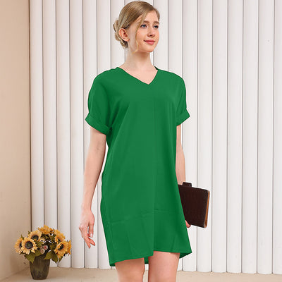Vestido Corto Escote V Manga Corta para Casa y Descanso - Image 3