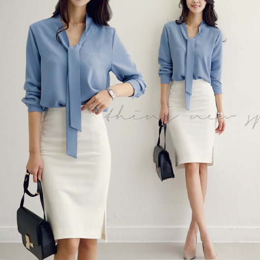 Blusa Elegante de Manga Larga con Lazo - Image 4