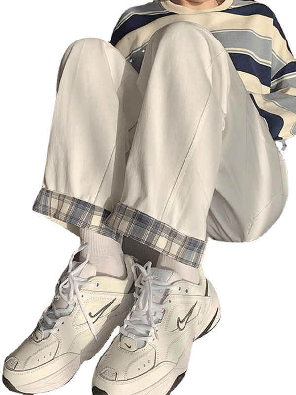 Pantalones Cargo de Cintura Alta Nine-point en Denim Casual