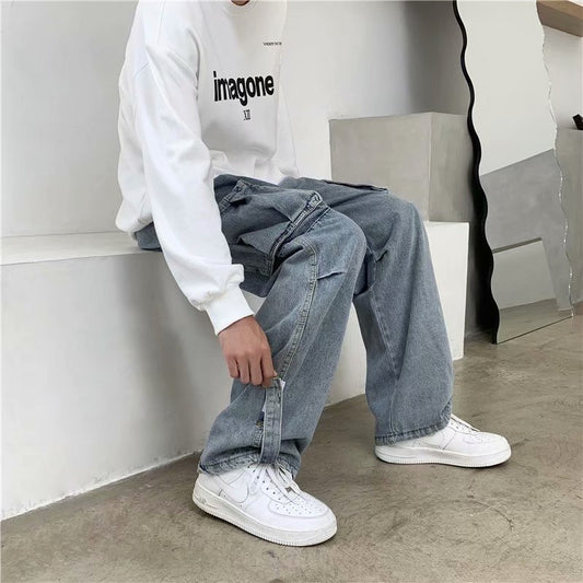 Jeans Rectos Sueltos Estilo Hong Kong para Hombre - Image 2
