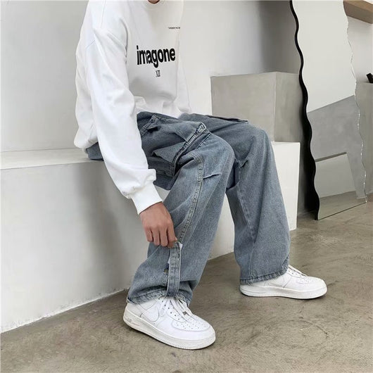 Jeans Rectos Sueltos Estilo Hong Kong para Hombre - Image 2