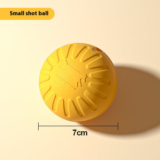 Yellow 7cm solid EVA dog toy ball with textured surface and dog silhouette graphic. - Image 6