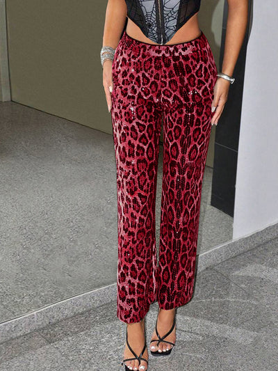 Pantalones Rectos Estampado Leopardo con Lentejuelas - Diseño Europeo - Image 7