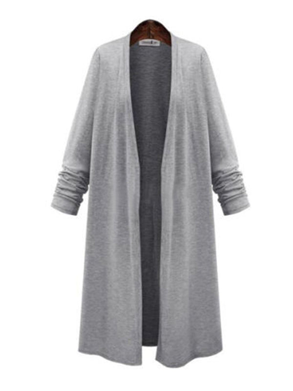 Cardigan Trench Largo de Punto para Mujer