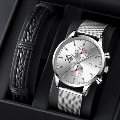 Reloj de Hombre con Malla Metálica, Calendario y Luz Nocturna - Image 8