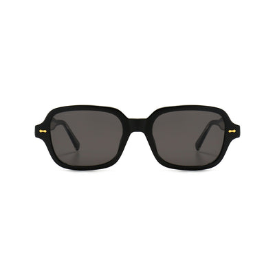 Retro square frame sunglasses with transparent gray frames and gradient purple UV400 lenses. - Image 7