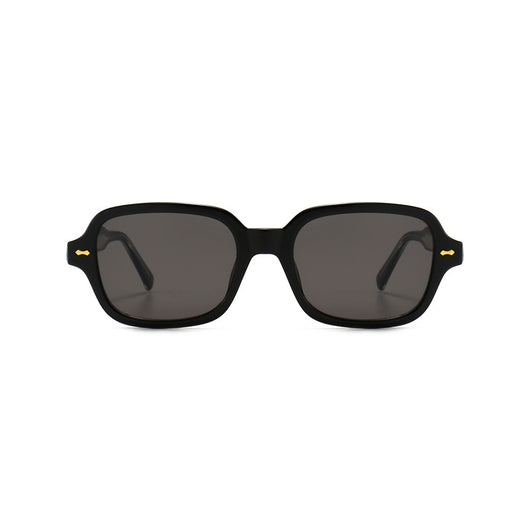 Retro square frame sunglasses with transparent gray frames and gradient purple UV400 lenses. - Image 7
