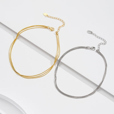 Pulsera Tobillera de Plata Esterlina 925 Triple Capa para Mujer - Image 10