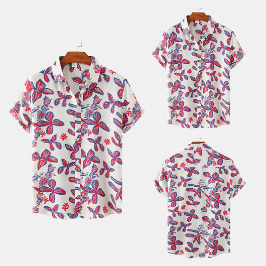Camisa Estampada de Manga Corta para Hombre con Diseño Floral - Image 4