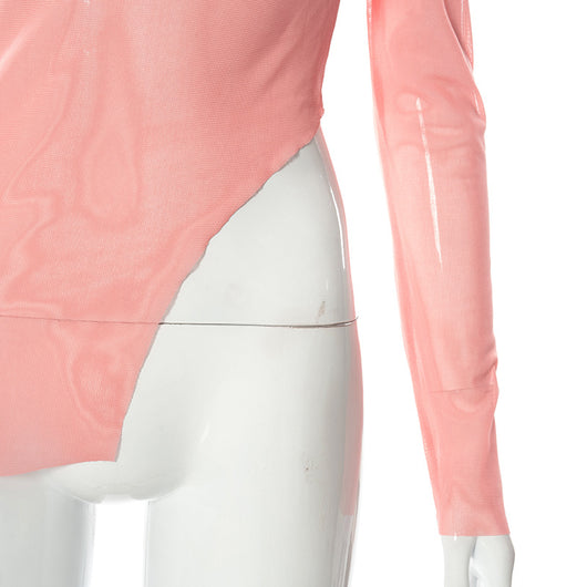 Blusa Larga de Manga Larga con Cuello Halter y Detalles Transparentes - Image 15