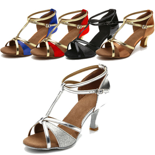 Zapatos de Baile Latino para Mujer - Tacón Medio Suela Blanda Profesional