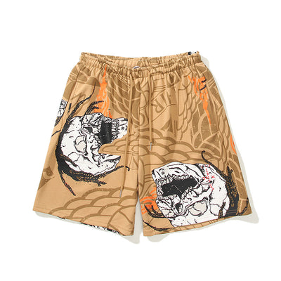 Shorts Casuales Unisex con Estampado Calavera y Cactus - Image 18
