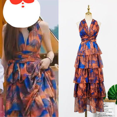 Vestido Largo Vintage con Estampado Contraste - Image 11