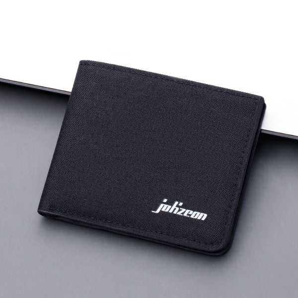 Billetera Horizontal de Lona y Cuero con Clips Múltiples para Hombre