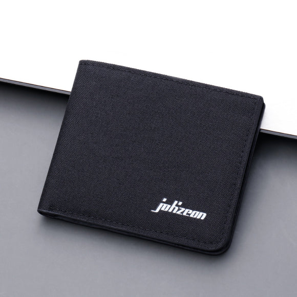 Billetera Horizontal de Lona y Cuero con Clips Múltiples para Hombre