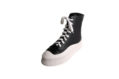 Botines Mujer Estilo Coreano Plataforma Gruesa Cordones Alto Casual - Image 7