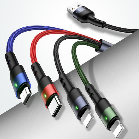 Cable de Carga Trenzado 3 en 1 de Aleación de Aluminio