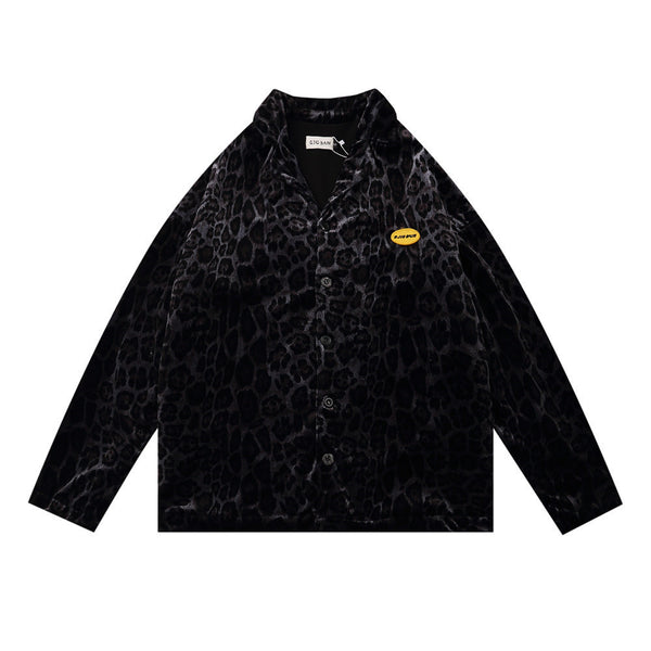 Abrigo Camisa Leopardo Terciopelo Estilo Europeo-Americano