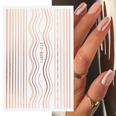 Pegatinas de Uñas Adhesivas Estilo Francés en Oro y Plata - Image 14