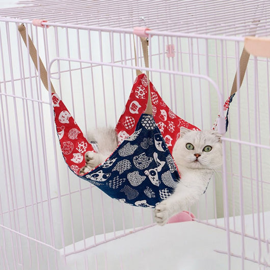Hamaca Colgante para Gatos de Algodón y Lino Transpirable - Cama Resistente Multicolor con Gancho - Image 3