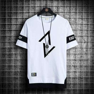 Playera Estampada de Dos Capas para Hombre - Cuello Redondo Casual de Verano - Image 9
