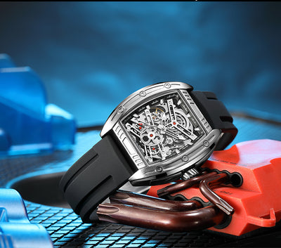Reloj Mecánico Estilo Barril de Vino con Correa de Silicona - Image 23